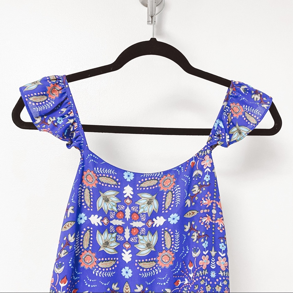 Everly Boho Mixed Pattern Floral Romper Blue SMALL - Picture 3 of 8